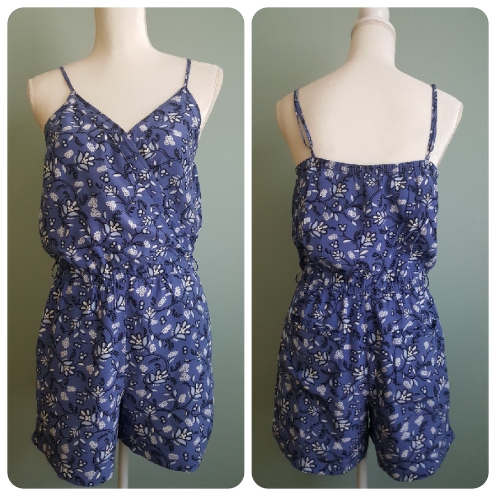 Ann Taylor LOFT Blue Floral Romper
